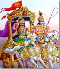 [Krishna and Arjuna on battlefield]